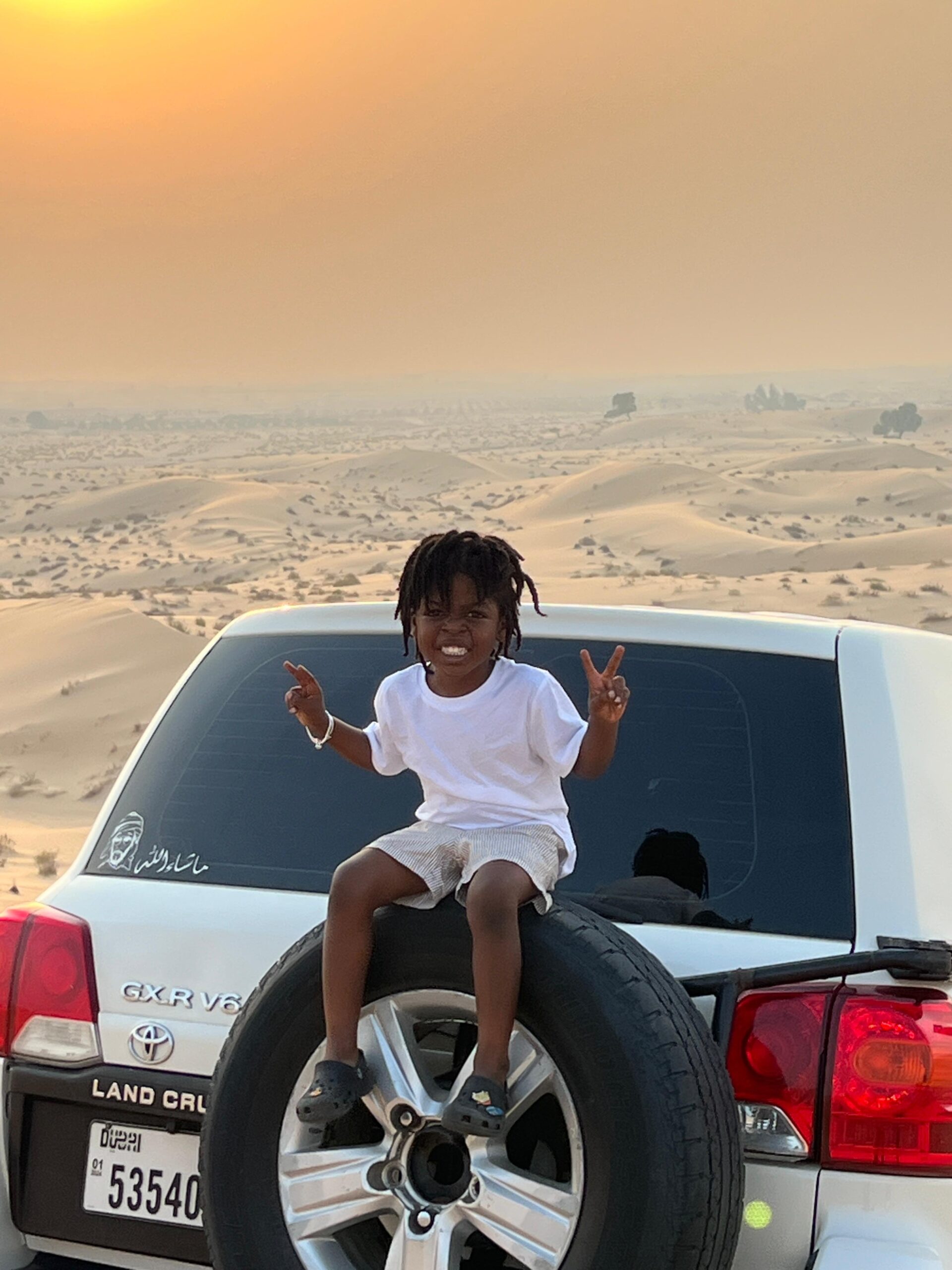 A diverse tour group enjoying a comprehensive Abu Dhabi desert safari tour with expert guides